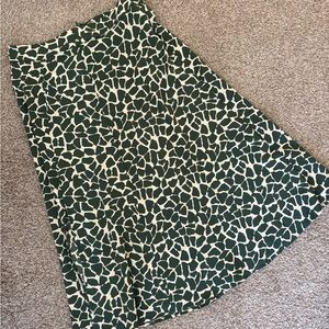 SHEIN Green and Cream Patterned A-Line Skirt